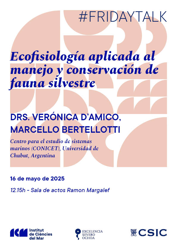 ICM-CSIC (@icmcsic) on Twitter photo 🔶I #FridayTalk I🔶
🗣️ No te pierdas la próxima #FridayTalk: "Ecofisiología aplicada al manejo y conservación de fauna silvestre", a cargo de <a href="/verodamicopm/">Verónica D’Amico</a> y <a href="/marcebertello/">Marcelo Bertellotti</a>
📍 16/5, 12:15h
🔗icm.csic.es/ca/esdevenimen… 🔶I #FridayTalk I🔶
🗣️ No te pierdas la próxima #FridayTalk: "Ecofisiología aplicada al manejo y conservación de fauna silvestre", a cargo de <a href="/verodamicopm/">Verónica D’Amico</a> y <a href="/marcebertello/">Marcelo Bertellotti</a>
📍 16/5, 12:15h
🔗icm.csic.es/ca/esdevenimen…