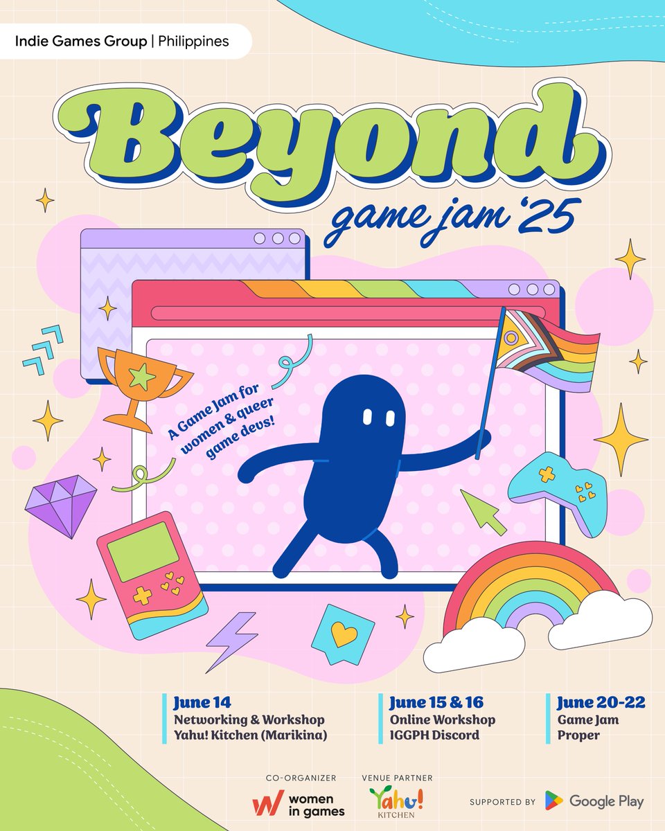 We’re excited to announce Beyond Game Jam🌈 — a Women &amp; Queers Game Jam held in celebration of Pride Month! Connect with fellow game devs, create inspiring games, and learn from industry pros!  

📅 June 14-22, 2025 
👥 Open to EVERYONE! 
📍 Register now! forms.gle/9sdoY2caTHV7zY…