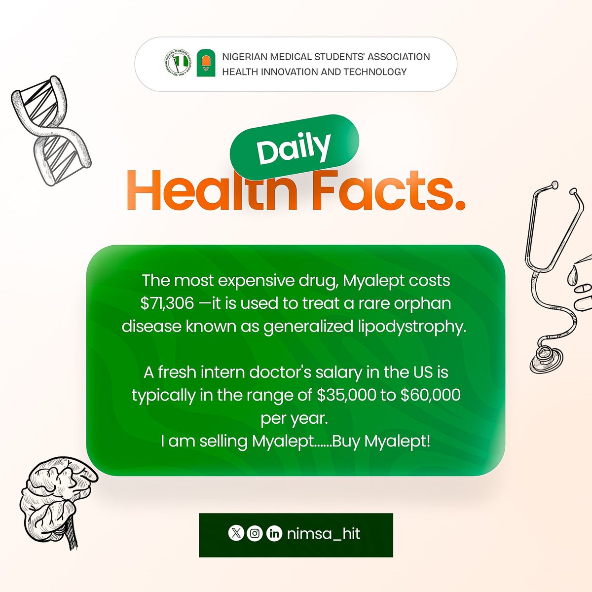 NHIT brings to you daily fun Health Facts💥–insights on health and the Hippocratic profession 🧑🏽‍⚕️you won’t easily find online🕸️. 

Elevating your health IQ 1⃣ fact at a time! 
🩺Stay informed, healthy, and ahead. 

⏰Join us daily for new insights🔭 to take control of your health!