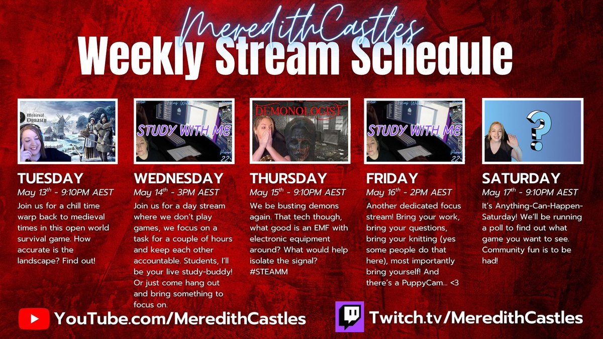 We’re live with some banger streams again this week, join us! (Links in image)