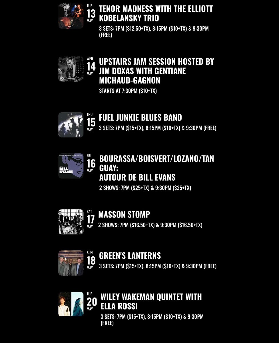 RSVP en ligne au upstairsjazz.com ou au 514-931-6808