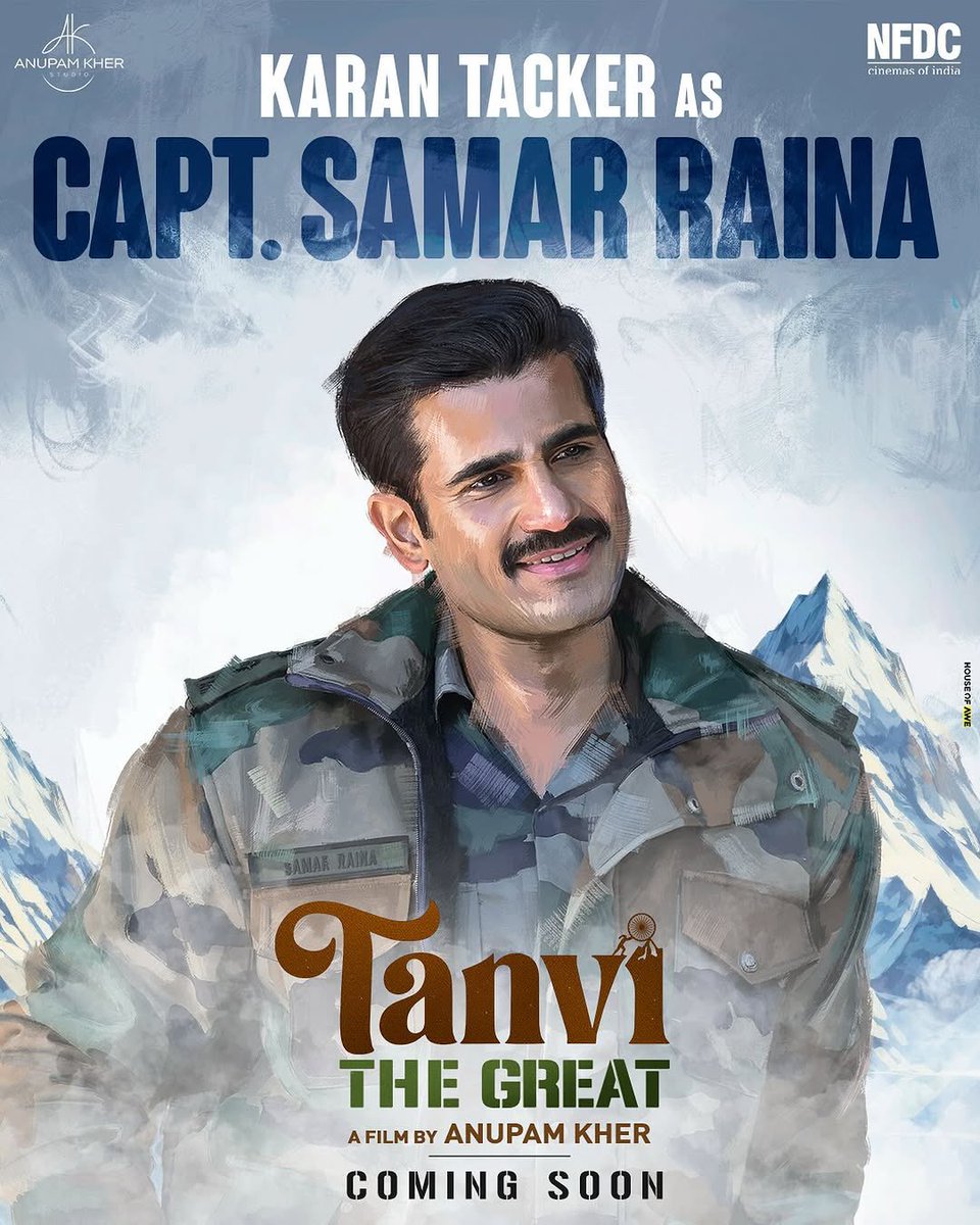 NishitShawHere's tweet image. Presenting #KaranTacker as Capt. Samar Raina in #TanviTheGreat — a film by Anupam Kher, produced by Anupam Kher Studios and NFDC.