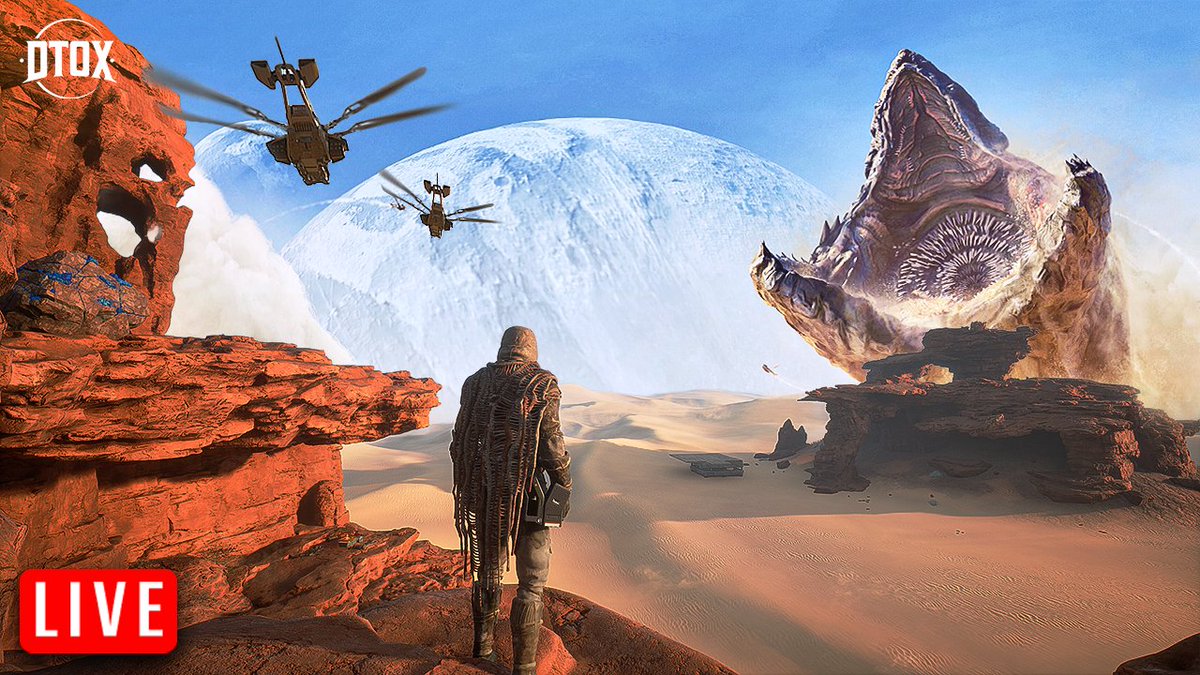 Very early Monday stream from me - covering the last day of <a href="/DuneAwakening/">Dune: Awakening</a>! Come on in, the sand is warm... 

🔴youtu.be/aGAyUQ67UIs
🟣twitch.tv/dtox