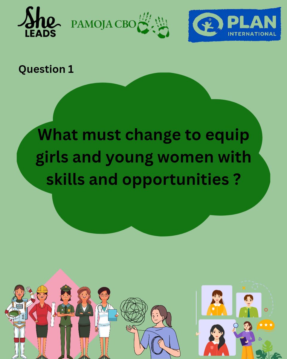 Pamoja Community-Based Organisation (@pamojacbo_ke) on Twitter photo Question 1
What must change to equip Girls and young women with skills and opportuniti
<a href="/PlanKenya/">Plan International Kenya</a>
<a href="/SheLeadsKenya/">She Leads Kenya</a>
<a href="/ImarishaFuture/">ImarishaFuture ForGirlsCBO</a>
#EmpowerHerNow
#OpportunitiesforHer Question 1
What must change to equip Girls and young women with skills and opportuniti
<a href="/PlanKenya/">Plan International Kenya</a>
<a href="/SheLeadsKenya/">She Leads Kenya</a>
<a href="/ImarishaFuture/">ImarishaFuture ForGirlsCBO</a>
#EmpowerHerNow
#OpportunitiesforHer