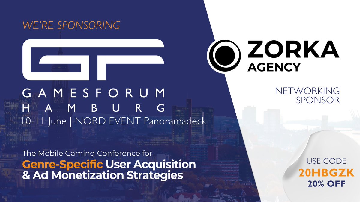 We’re heading to <a href="/gamesforum/">Gamesforum</a> Hamburg June 10–11 as the official networking sponsor. 🟡

Publishers, grab 20% off with code 20HBGZK — your sign to join us.

See you there 😉 #Gamesforum #zorka_agency #gaming #mobilegames