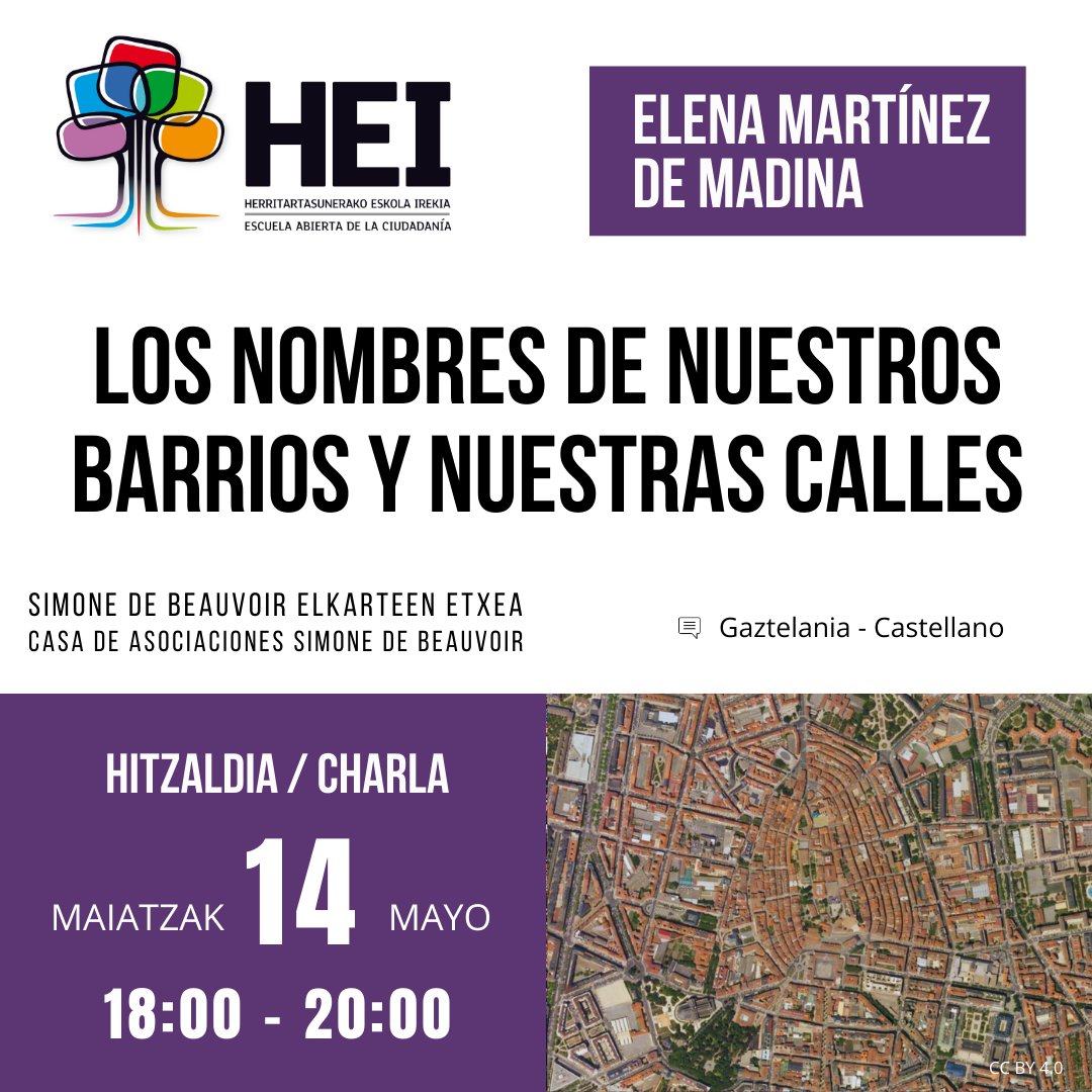 #HEIEskola Ezagutu Gasteiz - Conoce Vitoria-Gasteiz
Los nombres de nuestros barrios y nuestras calles.
con ELENA MARTÍNEZ DE MADINA
izena eman✍️inscripción v-g.eus/43zx1ZV
📅maiatzak 14 mayo
⏰18:00
🏢Simone de Beauvoir
🔗v-g.eus/3S1k3yz