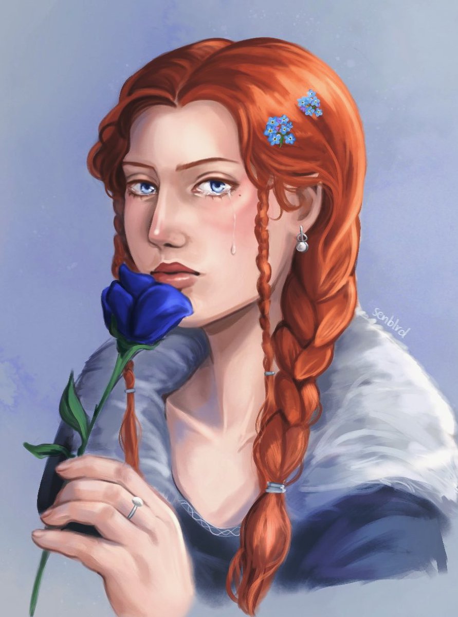 senblvd's tweet image. Sansa Stark for #MEAwarenessDay
The blue roses represent those who have passed from this illness, the forget-me-nots are a reminder of everyone suffering hidden away in silence