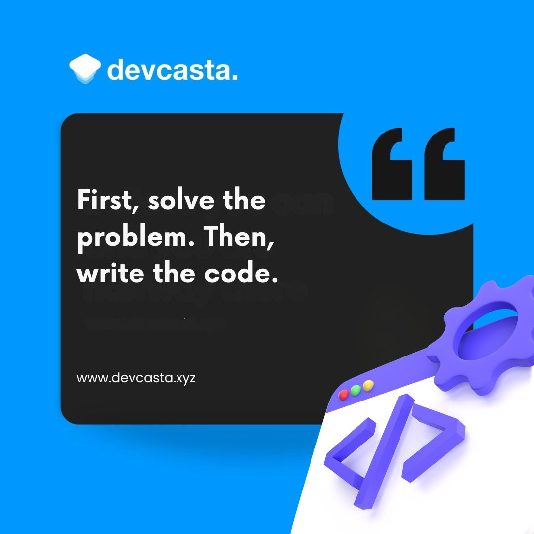 Devcasta's tweet photo. At DevCasta, we believe great developers aren't just great coders - they’re great problem-solvers.

That’s why we focus on building real-world logic, not just syntax memorization.

Stay tuned… something exciting is loading. 👀

GM World! https://t.co/QN4Zw6diVt