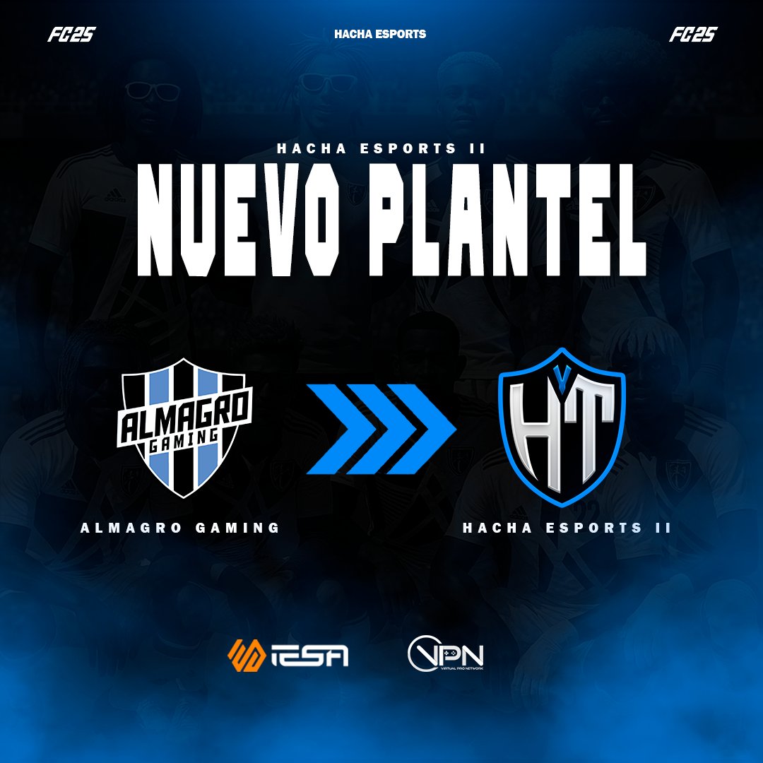 🔵 NUEVO PLANTEL || #EAFC25 ⚪️

La familia Hacha se agranda!! 🪓

Estamos muy contentos de anunciar la llegada de un nuevo plantel al equipo! 🔥

Bienvenidos <a href="/Borabora_1991/">Borabora_1991</a>, #Don_valdes y #Heylmun2688

Estarán representándonos con el nombre de Hacha eSports II

Sigamos creciendo