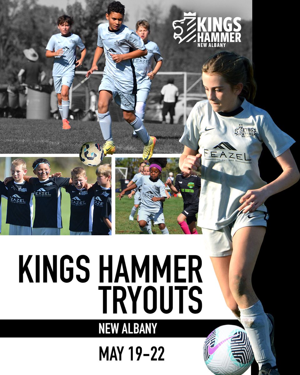 Your next chapter starts here! 🙌

Tryouts for Kings Hammer New Albany are NEXT WEEK — this is your chance to find your team, your community, and a place to grow on and off the field! ⚽️

Register Here » bit.ly/4jxkHzF