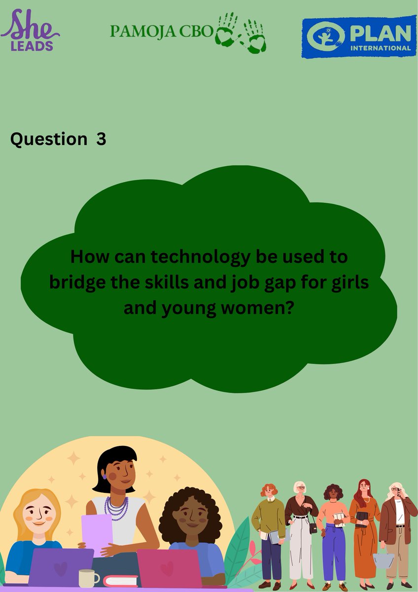 Pamoja Community-Based Organisation (@pamojacbo_ke) on Twitter photo Question 3
How can technology be used to bridge the skills and job gaps for girls and young women?
#EmpowerHerNow
#OpportunitiesforHer
<a href="/SheLeadsKenya/">She Leads Kenya</a>
<a href="/PlanKenya/">Plan International Kenya</a>
<a href="/ImarishaFuture/">ImarishaFuture ForGirlsCBO</a> Question 3
How can technology be used to bridge the skills and job gaps for girls and young women?
#EmpowerHerNow
#OpportunitiesforHer
<a href="/SheLeadsKenya/">She Leads Kenya</a>
<a href="/PlanKenya/">Plan International Kenya</a>
<a href="/ImarishaFuture/">ImarishaFuture ForGirlsCBO</a>
