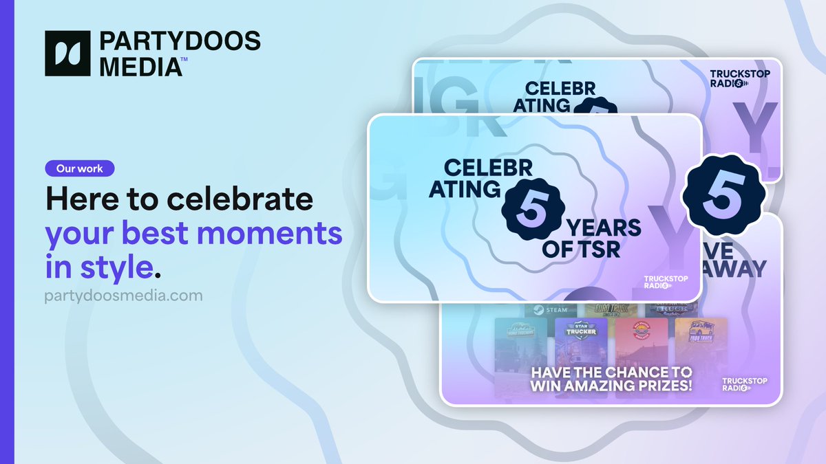 Five years fly by! We've worked with <a href="/TruckStop_Radio/">TruckStopRadio</a> on identity, motion &amp; designs for special occasions like this.

A rebrand is a big step, sometimes being seen for key moments is all it takes - from anniversaries to holidays. Get ready to be seen when it matters the most.