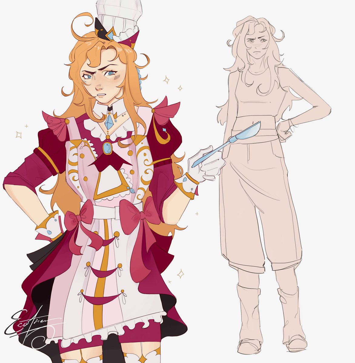 gstolzz's tweet image. quick Escoffier redesign + indoors outfit because i love this queen 

#escoffier #genshinimpact