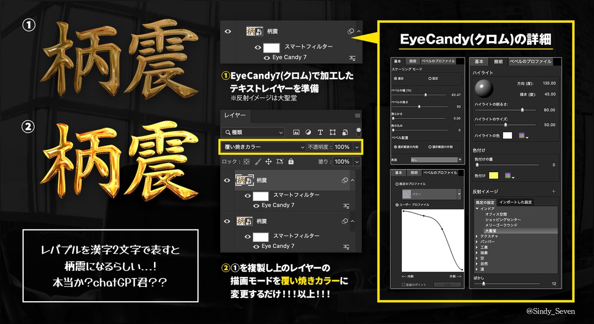Sindy_Seven's tweet photo. レイヤースタイル不要!!
たった2ステップで完成する簡単な金文字の作り方
#EyeCandy7 #Photoshop https://t.co/m19duVeEYu