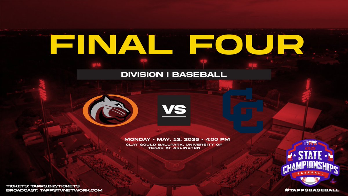 Good morning #TAPPSbaseball fans! We've got the Division I &amp; II FINAL FOUR! Get tickets or catch the broadcasts here 👉 linktr.ee/tappsbiz