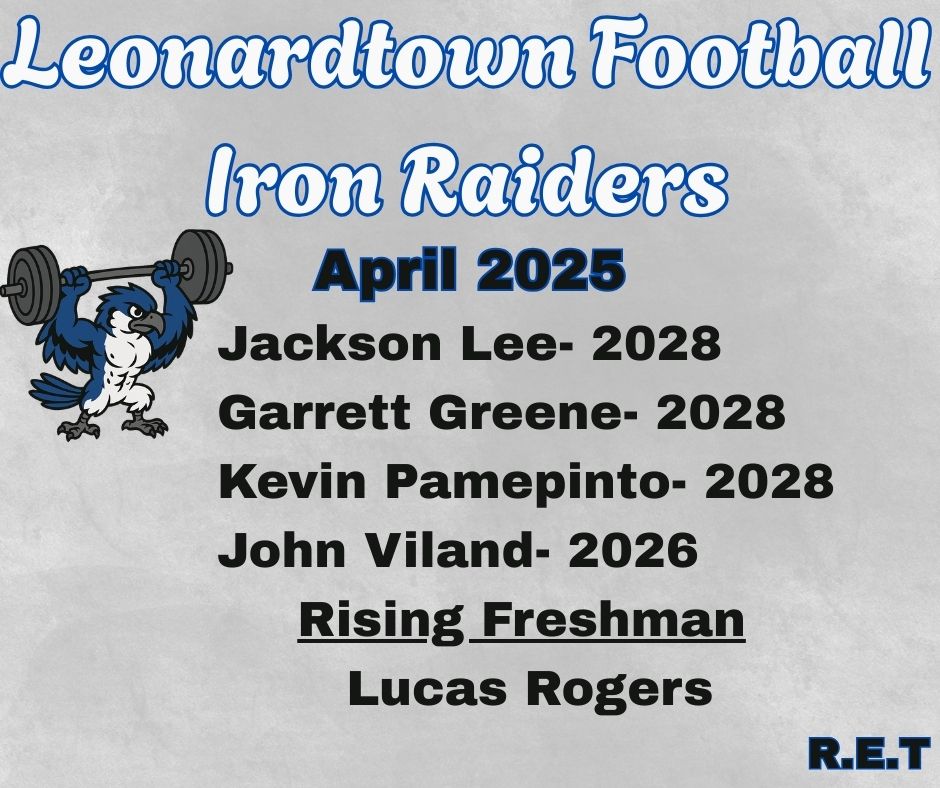 Congrats to our <a href="/LTownFootball22/">Leonardtown Football</a>  IRON Raiders for the month of April.  #RET