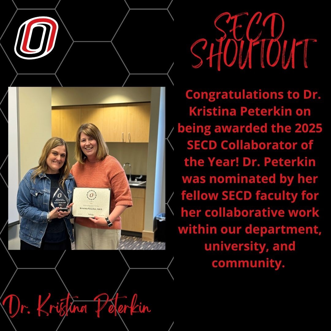 UNOSECD's tweet image. SECD Shoutout to Dr. Peterkin on being awarded the 2025 SECD Collaborator of the Year! #educationmatters #collaborate @UNOSECD @unonsslha @SCEC_UNO @UNOCEHHS @UNOAlumni @UNOExpl @UNOGradStudies @UNOmaha