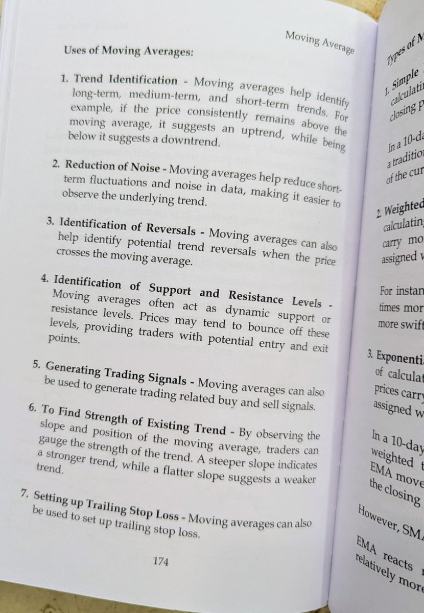 BuzzingstockH's tweet image. Uses of Moving Averages📊
✅Trend identification
🔕Noise reduction
🔄Spot reversals
📉Dynamic support/resistance
📈Buy/sell signals
📏Strength of trend
🔐Trailing stop-loss setup
Courtesy: Trading #CandlestickPatterns Book by @Mr_Chartist (Rohit Singh)
#TechnicalAnalysis