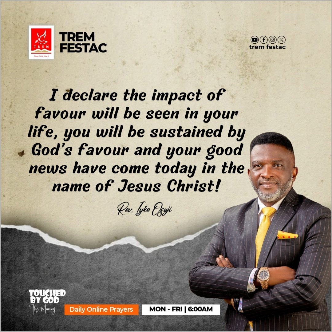 tremfestacypc's tweet photo. Awesome testimonies,good things,open doors&opportunities will flow to you&today is the beginning of great things,awesome things&new movements concerning you in Jesus name.
Rev. Iyke Osuji
#TREM #TREMFESTAC #TouchedByGodThisMorning #Prayer #Rest #May #SatisfiedWithFavour #Monday https://t.co/nekzxde8Ly