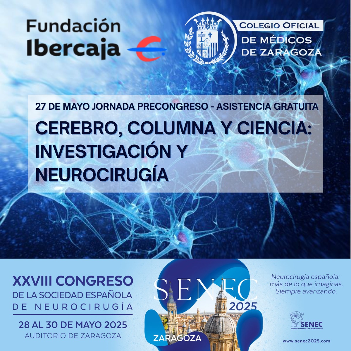 📍Zaragoza acoge la Jornada Pre Congreso XXIII <a href="/SociedadSENEC/">SENEC | Sociedad Española de Neurocirugía</a> (colaboran @f_ibercaja @comzoficial) 1⃣evento abierto a la sociedad sobre #investigación, neurocirugía y tecnología‼️

🧑🏻‍🔬<a href="/AJSchuhmy/">Alberto J. S.</a>, ARAID en <a href="/IISAragon/">IIS Aragón</a> es uno de los organizadores

Inscríbete👉bit.ly/3yxyzEj