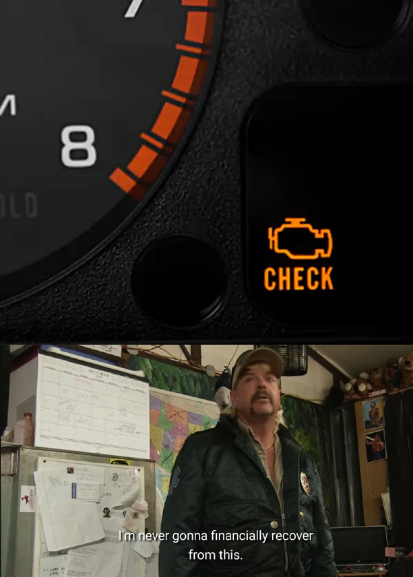 The real horror is... 

When you feel like you're finally financially stable for a while, and then this thing appears on the dashboard 😭

#therealhorroris