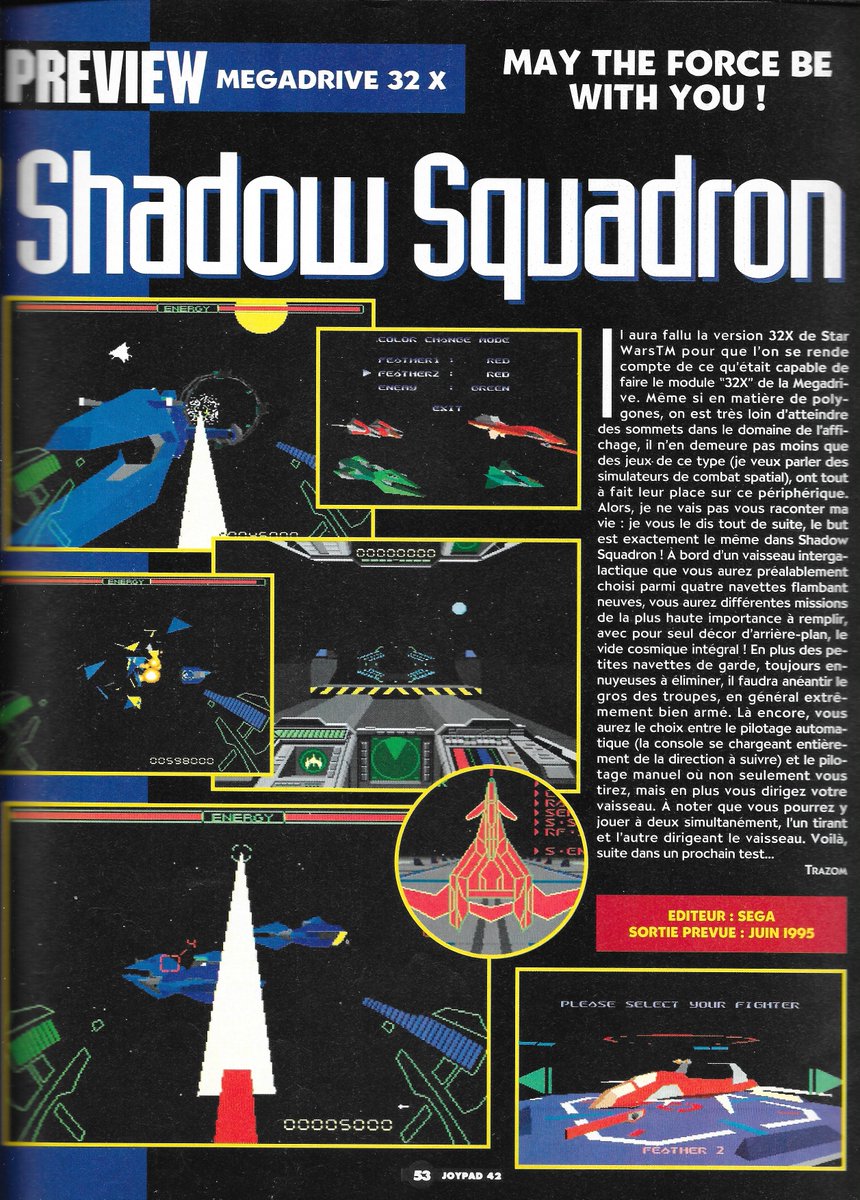 AllmightoFranky's tweet photo. #Nostalgeek avec la suite de la lecture du #Joypad 42 de mai 1995,30 ans déjà!La fin des Previews avec #EternalChampions sur #MegaCD,de la #Snes avec #KawasakiSuperbikes et #FeverPitchSoccer.Puis #ShadowSquadron sur #megadrive32X!#retro #retrogaming #oldschool #80s #90s 1/5 https://t.co/SCpo5JyUiH