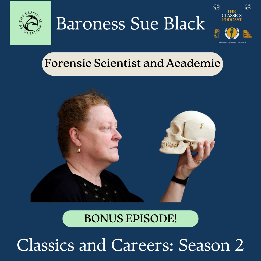 The Classical Association (@classical_assoc) on Twitter photo Bonus Ep on The Classics Podcast! 🎧
Listen to our chat with Prof. Lady Sue Black, President <a href="/StJohnsOx/">St John's College</a> and Crossbench Peer in the House of Lords, who is not only a trailblazing scientist, author and academic, but a champion for classical subjects!
open.spotify.com/episode/3vroBK… Bonus Ep on The Classics Podcast! 🎧
Listen to our chat with Prof. Lady Sue Black, President <a href="/StJohnsOx/">St John's College</a> and Crossbench Peer in the House of Lords, who is not only a trailblazing scientist, author and academic, but a champion for classical subjects!
open.spotify.com/episode/3vroBK…