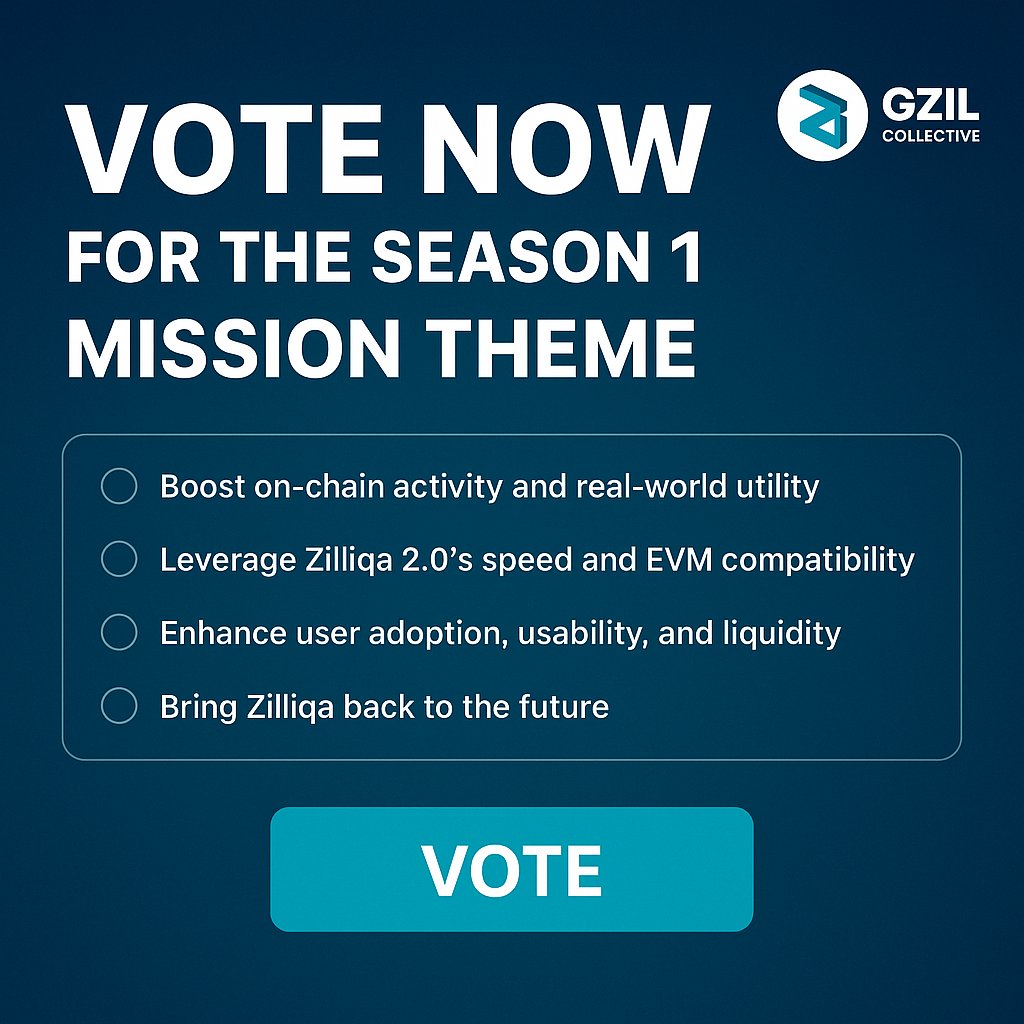 ΟπtβπβΈα₯ο½.zil (@patriciabees) on Twitter photo 1οΈβ£ Hey $gZIL holders !
The gZIL Collective's Season 1 mission vote is now LIVE on Snapshot!
While this vote is symbolic for the inaugural season, it's a crucial step in shaping our community-driven future.
π³ Cast your vote here: vote.zilliqa.com/#/gzil/proposaβ¦
2οΈβ£ Why vote?
Even though 1οΈβ£ Hey $gZIL holders !
The gZIL Collective's Season 1 mission vote is now LIVE on Snapshot!
While this vote is symbolic for the inaugural season, it's a crucial step in shaping our community-driven future.
π³ Cast your vote here: vote.zilliqa.com/#/gzil/proposaβ¦
2οΈβ£ Why vote?
Even though