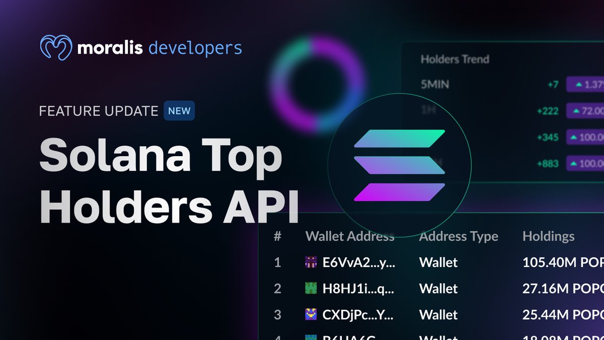 Just Shipped: Solana Top Holders API! 🚀🚢

Get the top holders for any token on <a href="/solana/">Solana</a>  in just 1 API call - instantly access the complete holder landscape! 🔥

- See who owns the largest portions of any token
- Get detailed balances with USD values
- Also get the percentage of