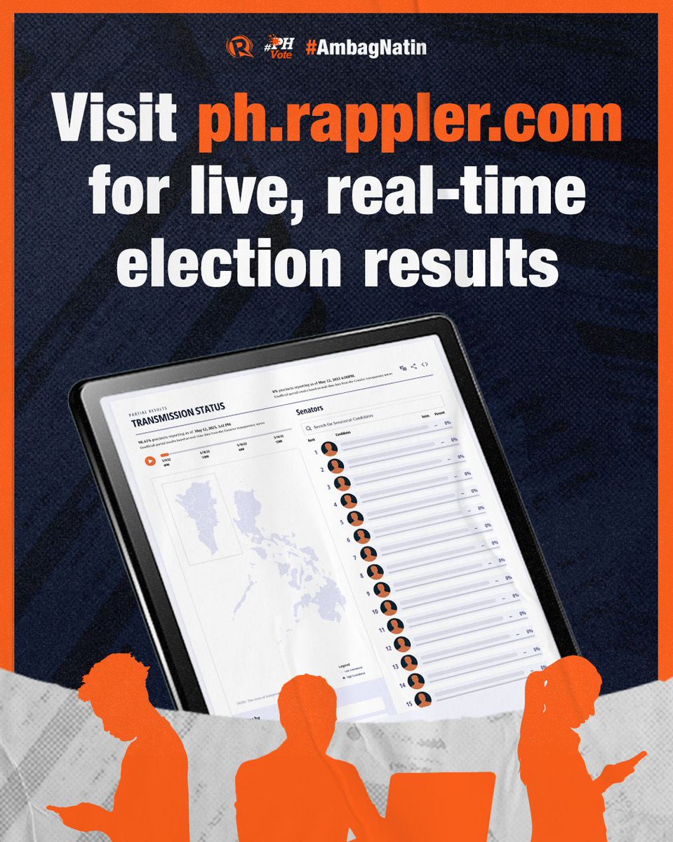 Don’t miss a beat. Visit the Rappler election site to check the results for national and local races. #PHVote #AmbagNatin  🗳️🇵🇭