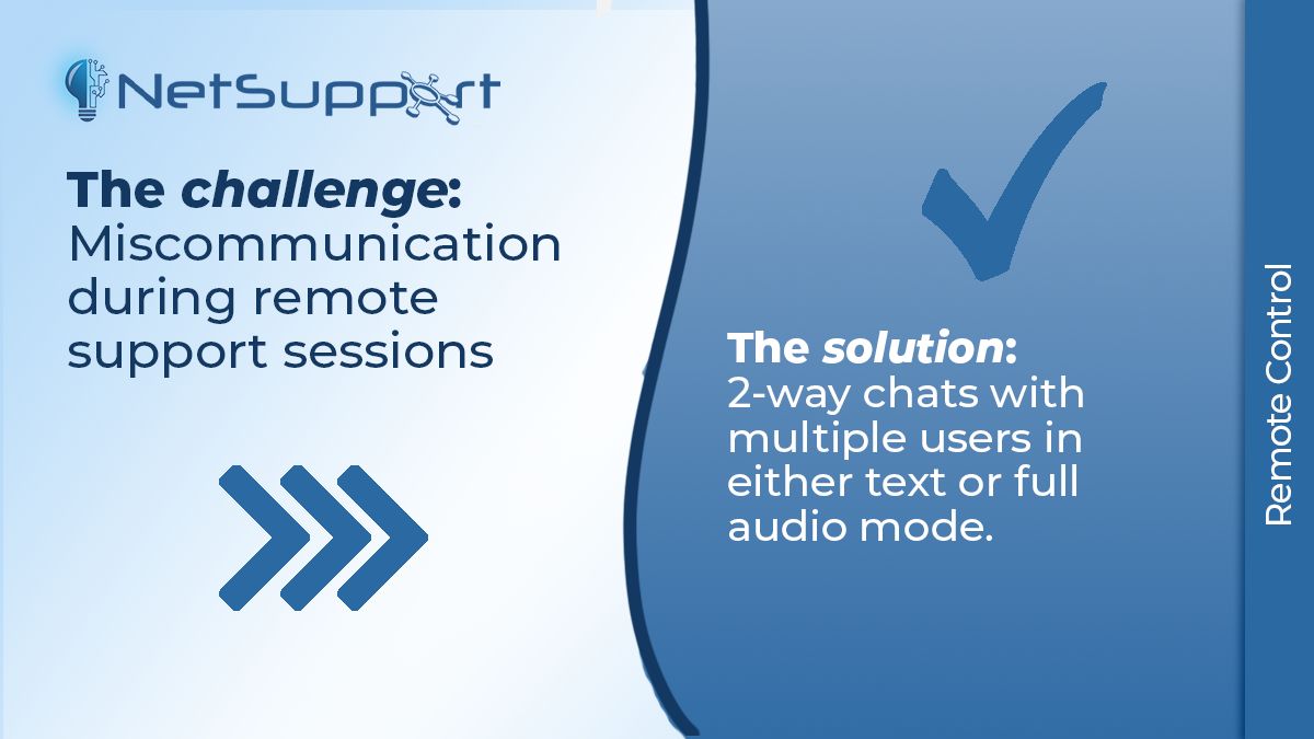 NetSupport_Corp's tweet image. Clearer remote control support starts here! 👇 #NetSupportManager offers 2-way text & audio chat means miscommunication is minimised and remote control sessions are smoother. buff.ly/YSk1rCn
#RemoteAccess #VoiceChat #TextChat #EfficientSupport #TechSupport