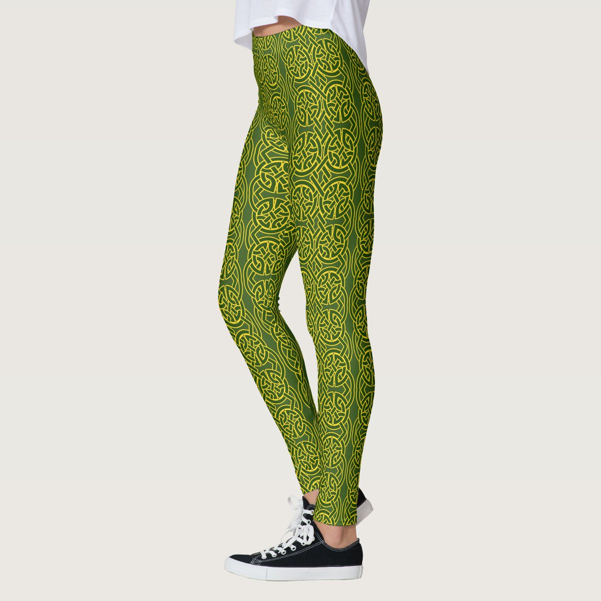 PDyaczenko's tweet photo. Celtic knots in traditional patterns often represented the eternal cycle of life and nature. Move with history in these Celtic-Style Green Leggings from Zazzle https://t.co/Cfr6XEUWbk A vibrant tribute to ancient artistry. #CelticPattern #GreenLeggings #CulturalWear https://t.co/1YkcXjD6UZ