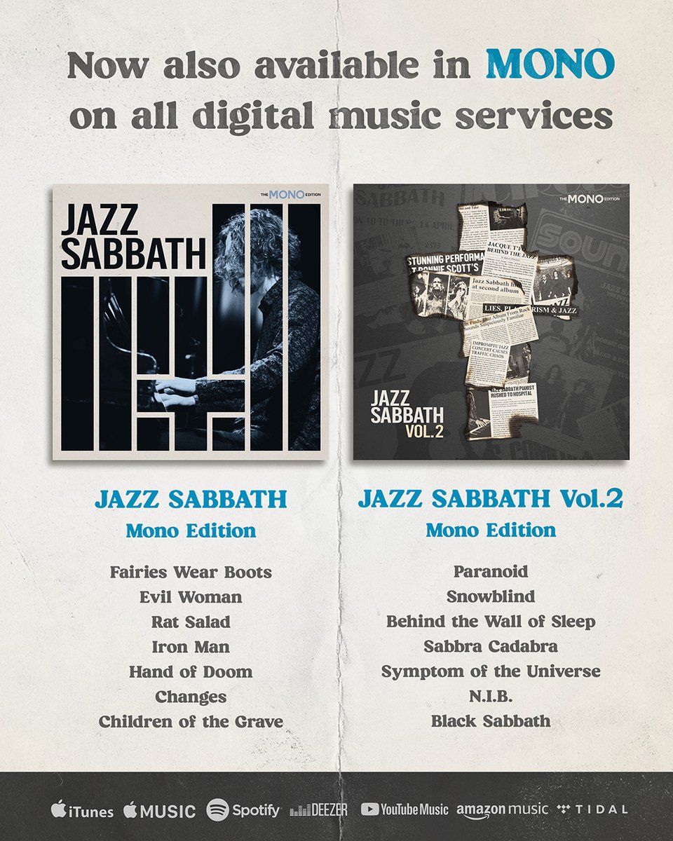 Jazz_Sabbath's tweet image. The Mono editions have been available on all streaming/download platforms for 10 days now.
Should be long enough to decide; mono or stereo?
▶️ linktr.ee/jazzsabbath