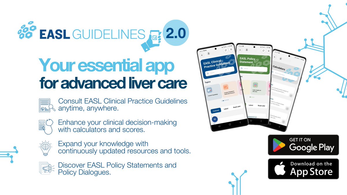 EASL Education (@easledu) on Twitter photo The latest Clinical Practice Guidelines are now available on the NEW EASL Guidelines app!
🧹 Delete the old app
⬇️ Download the new version from your app store
📲 Get seamless access to updated CPGs today!
@Jhepatology @EASLNews <a href="/DebbieShawcros1/">Debbie Shawcross</a> @Analleo
#LiverX #EASLcongress The latest Clinical Practice Guidelines are now available on the NEW EASL Guidelines app!
🧹 Delete the old app
⬇️ Download the new version from your app store
📲 Get seamless access to updated CPGs today!
@Jhepatology @EASLNews <a href="/DebbieShawcros1/">Debbie Shawcross</a> @Analleo
#LiverX #EASLcongress
