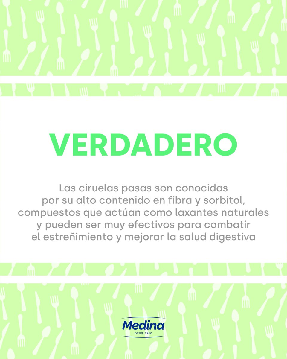 ¿Consumir ciruelas pasas puede ayudar a mejorar el tránsito intestinal? 🤔
¡Descubre el resultado en la segunda imagen!

¿Acertaste? Cuéntanoslo en los comentarios 😊

#ciruelas #pasas #alimentacion #fibra #medina #frutas #digestion #salud #food #cocina #cocinar #estreñimiento