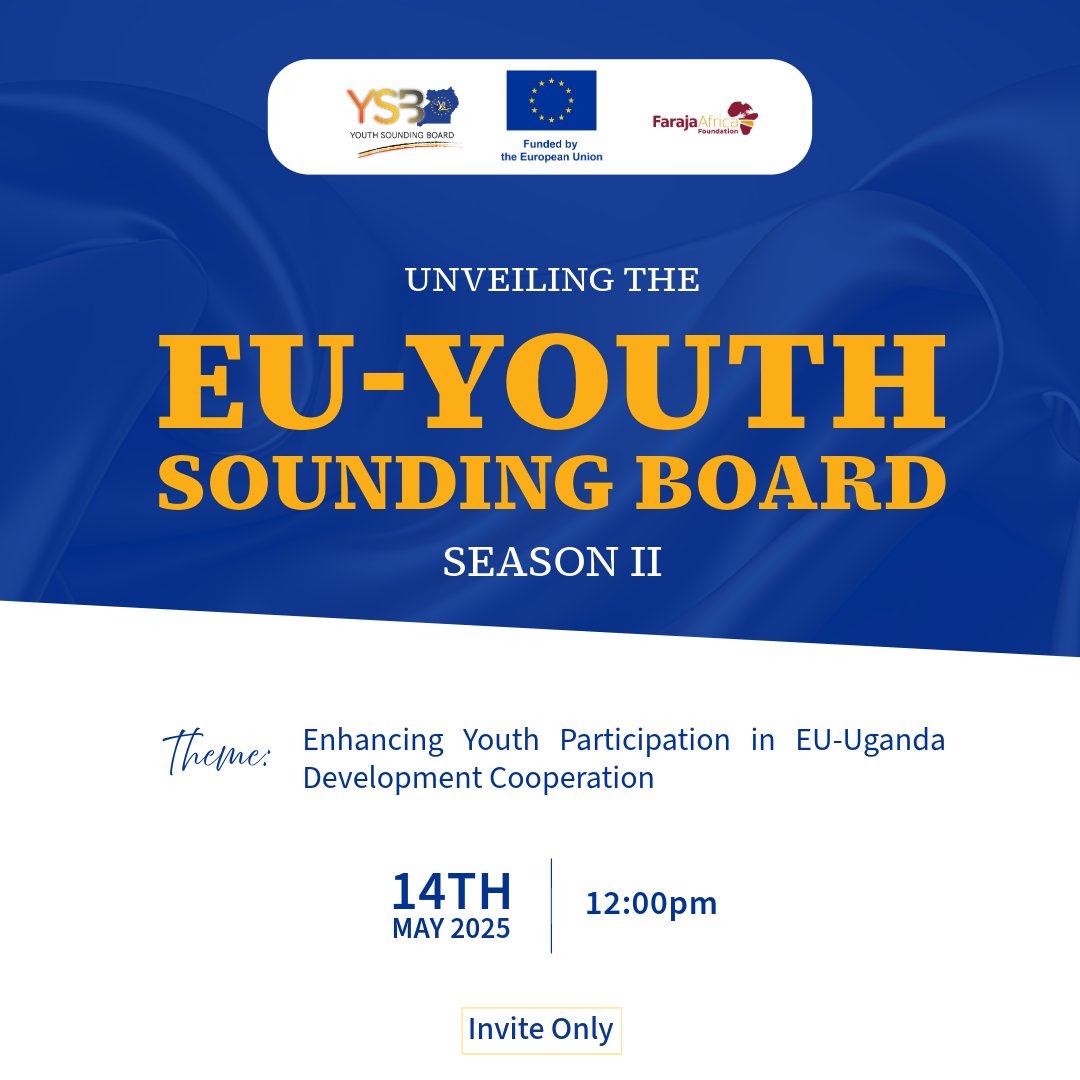 FarajaAfricaFdn's tweet photo. The EU-Youth Sounding Board is back for Season II 💃and we are thrilled to unveil twenty young leaders who will carry the bold vision of ensuring that the EU-Uganda development cooperation is more participatory, relevant and effective for the young people of Uganda. #EUYSBLaunch https://t.co/rM9DqbYpuo