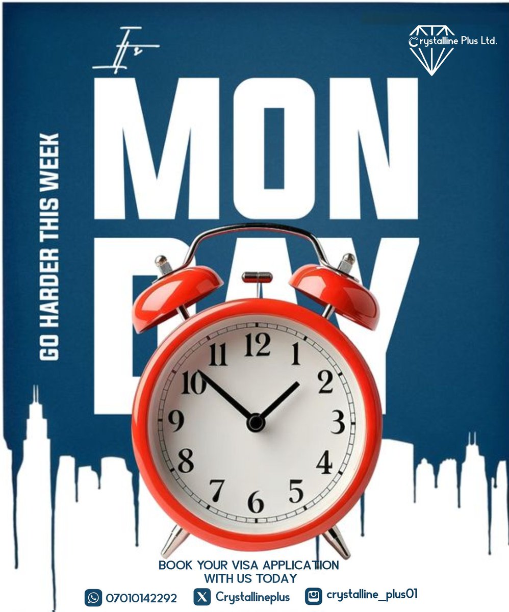 Crystallineplus's tweet photo. New Week, New Wins!
The clock is ticking ,don’t let another week pass you by!
Whether it’s study, work, or tourism, your visa journey starts NOW.

Go harder this week. Go global with Crystalline Plus

Happy New Week Madrid Amen #AMVCA11 GM GM Wike Travis Scott Iris https://t.co/Cn18KlfFxh