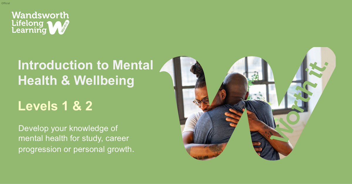 Grow personally &amp; professionally &amp; gain a deeper understanding of mental health, improve your wellbeing &amp; make a positive impact on others. For more &amp; to register: wandsworthlifelonglearning.org.uk/guide/introduc… #FreeCourse, subject to criteria #Wellbeing 
#MentalHealth#WandsworthLifelongLearning