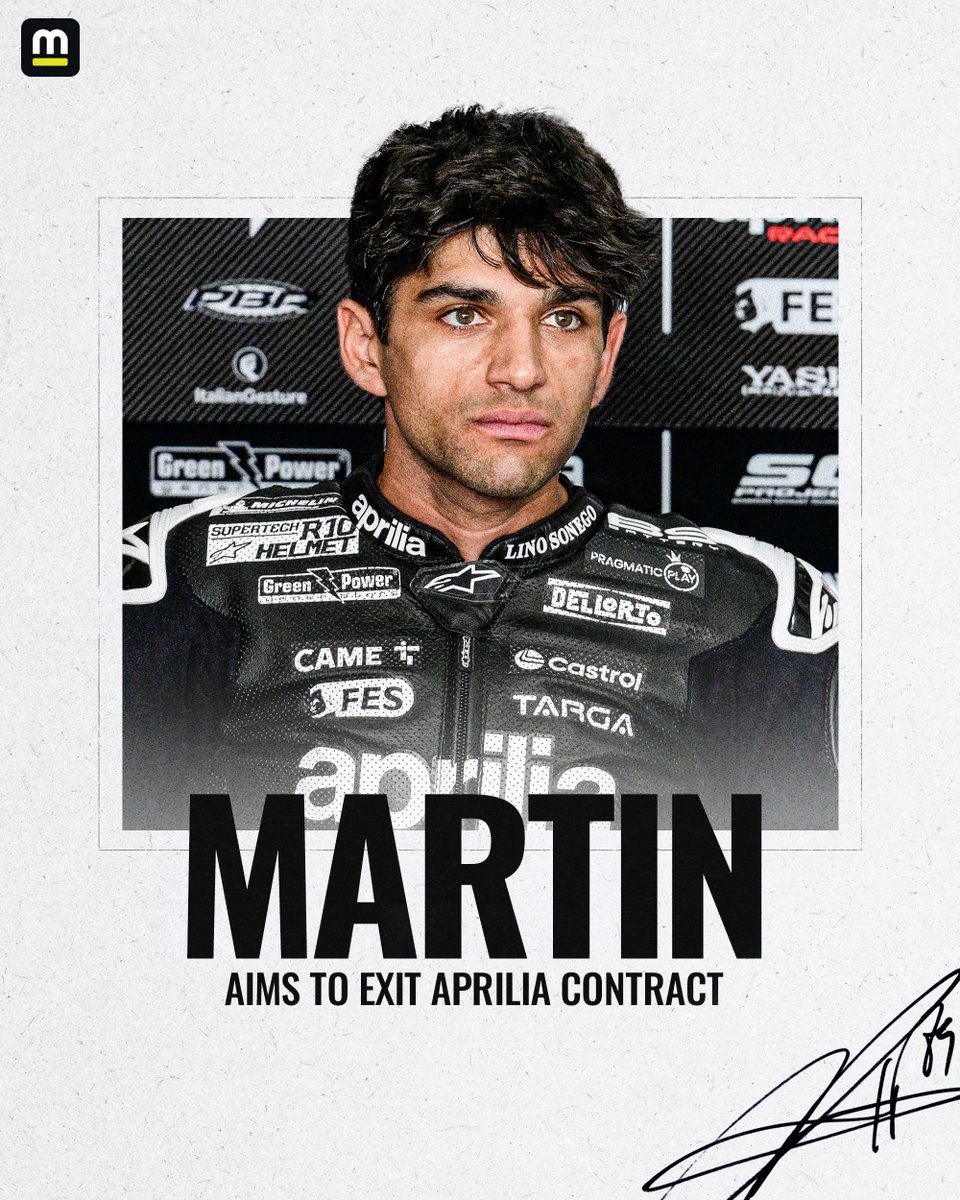 BREAKING NEWS: Jorge Martin intends to leave Aprilia at the end of the 2025 #MotoGP Season via a performance release clause in his contract
