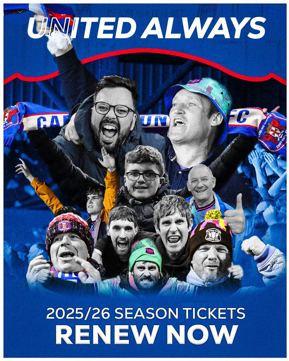 officialcufc's tweet photo. 💙 United Always. Renew your season ticket today!

Supporters are now able to renew their season tickets for the 2025/26 season.

🎟 Adults and seniors receive a six-game saving.

🔗 https://t.co/3i8YtAll8g https://t.co/lvt7bEGj1B