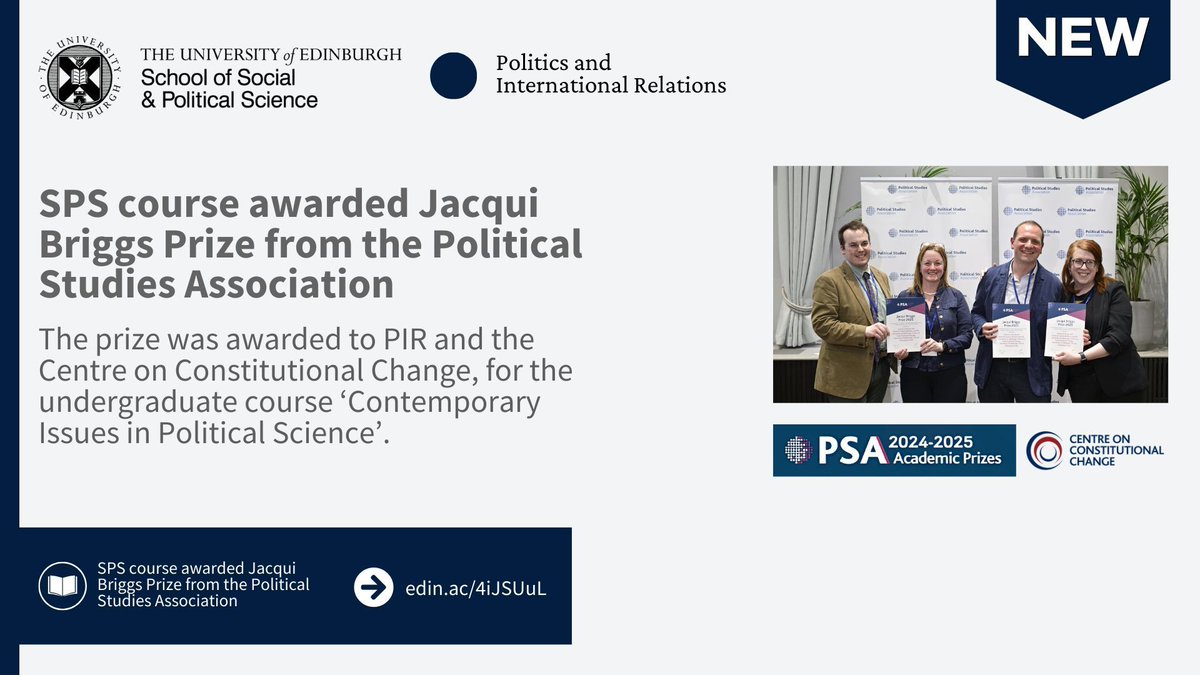 School of Social & Political Science Edinburgh (@uoessps) on Twitter photo News 📣
SPS course 'Contemporary Issues in Political Science’ awarded Jacqui Briggs Prize from <a href="/PolStudiesAssoc/">Political Studies Association</a>
Read more on our website: edin.ac/4iJSUuL News 📣
SPS course 'Contemporary Issues in Political Science’ awarded Jacqui Briggs Prize from <a href="/PolStudiesAssoc/">Political Studies Association</a>
Read more on our website: edin.ac/4iJSUuL