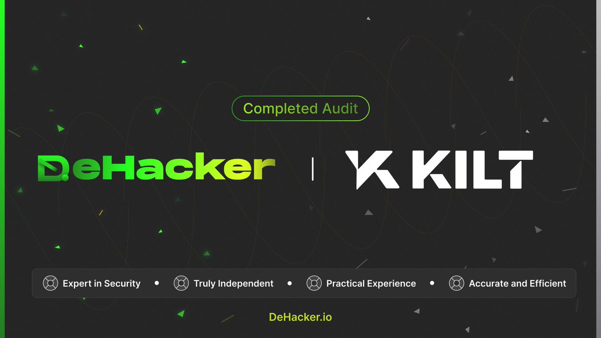 DeHacker🛡Audits (@dehackerio) on Twitter photo 🔈 𝐒𝐞𝐜𝐮𝐫𝐢𝐭𝐲 𝐚𝐮𝐝𝐢𝐭 of <a href="/Kiltprotocol/">KILT Protocol</a> at #DeHacker 🛡 is 𝐜𝐨𝐦𝐩𝐥𝐞𝐭𝐞.
✅ 𝐍𝐨 clear 𝐫𝐢𝐬𝐤𝐬 identified
🔍 Explore the 𝐚𝐮𝐝𝐢𝐭 𝐫𝐞𝐩𝐨𝐫𝐭 here: github.com/DeHacker-io/au…
🖋 Analysis report link: medium.com/@dehacker_secu… 🔈 𝐒𝐞𝐜𝐮𝐫𝐢𝐭𝐲 𝐚𝐮𝐝𝐢𝐭 of <a href="/Kiltprotocol/">KILT Protocol</a> at #DeHacker 🛡 is 𝐜𝐨𝐦𝐩𝐥𝐞𝐭𝐞.
✅ 𝐍𝐨 clear 𝐫𝐢𝐬𝐤𝐬 identified
🔍 Explore the 𝐚𝐮𝐝𝐢𝐭 𝐫𝐞𝐩𝐨𝐫𝐭 here: github.com/DeHacker-io/au…
🖋 Analysis report link: medium.com/@dehacker_secu…