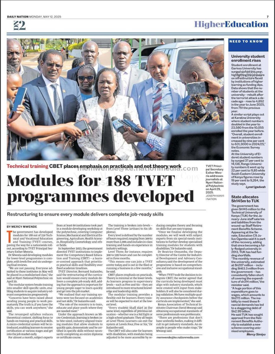 Modularization of the TVET curricula is a game changer in the TVET sector.