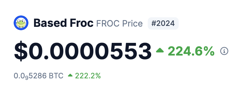 How high can this $FROC JUMP? 
#FROC 🔥<a href="/frocisbased/">Froc</a> DYOR 0x3C8cd0dB9a01EfA063a7760267b822A129bc7DCA