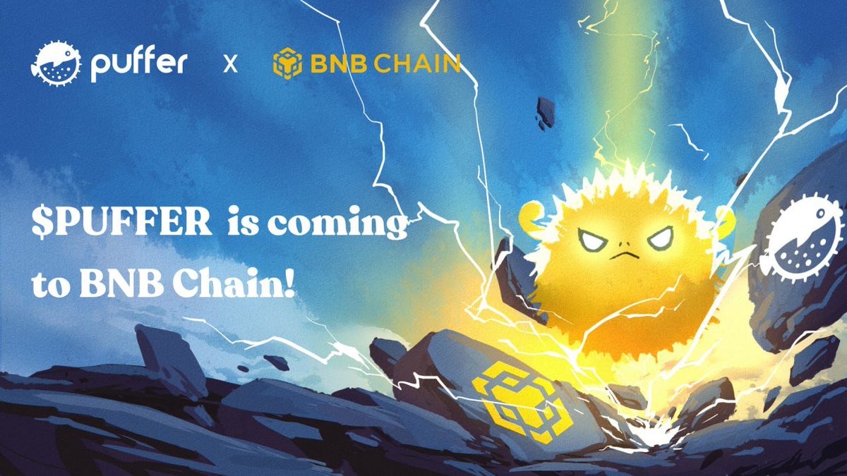 🚀 HUGE!  $PUFFER has officially landed on <a href="/BNBCHAIN/">BNB Chain</a>! 🐡🔥

This expansion opens the door to more liquidity, more users, and more opportunities for all Puffers. 🫡

📄 $PUFFER on Ethereum: 0x4d1C297d39C5c1277964D0E3f8Aa901493664530

📜 $PUFFER on BNB Chain: