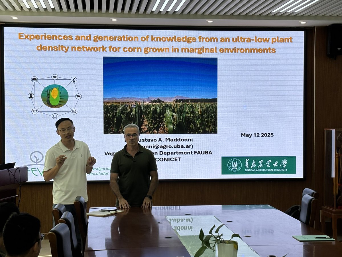 Gustavomaddonni's tweet image. Disertación en la Qingdao Agricultural University (China) acercando conocimiento sobre el manejo del maíz 🌽 en ambientes marginales.