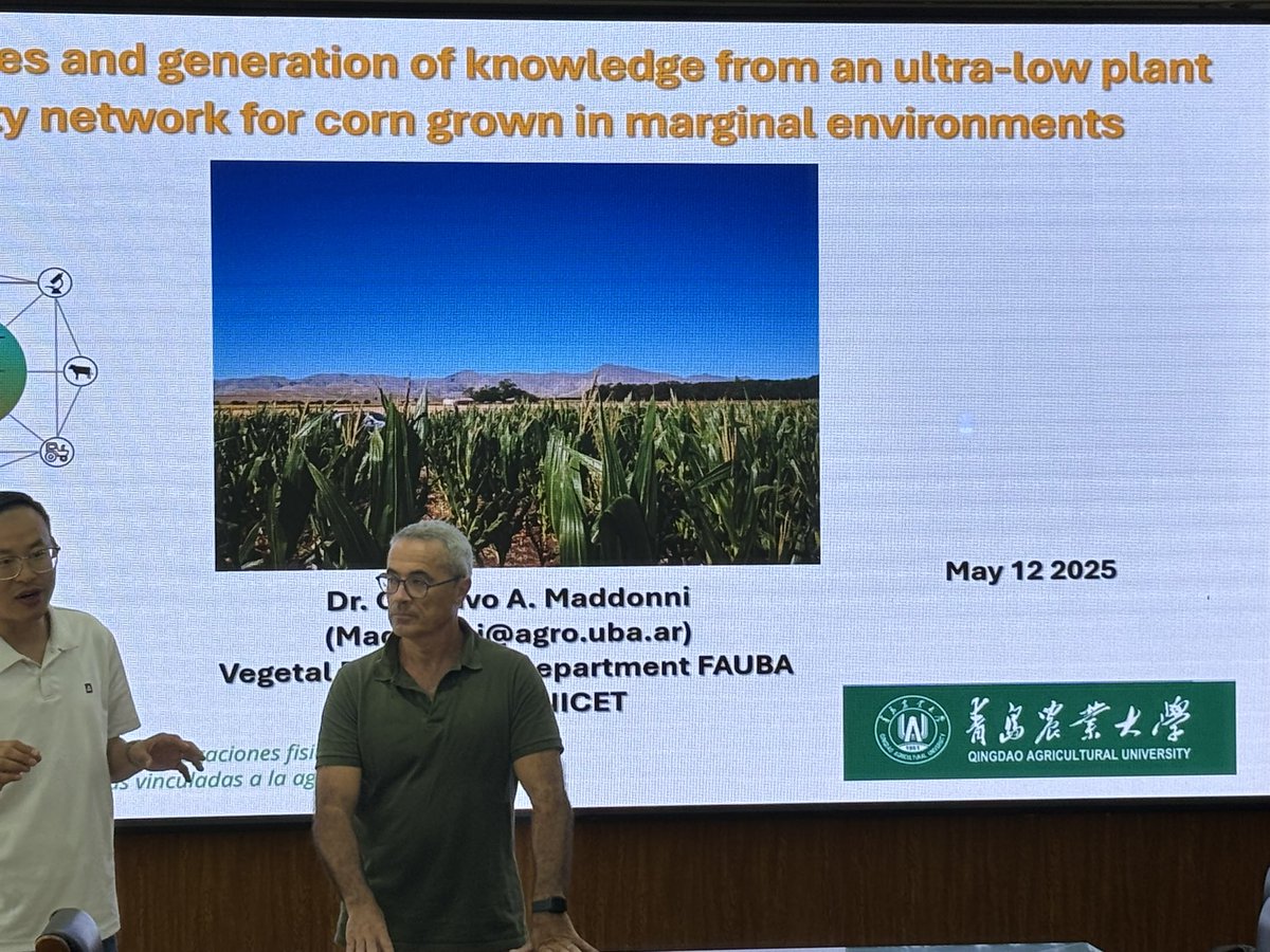 Gustavomaddonni's tweet image. Disertación en la Qingdao Agricultural University (China) acercando conocimiento sobre el manejo del maíz 🌽 en ambientes marginales.