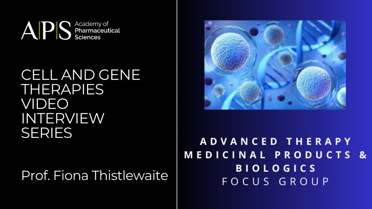 The Advanced Therapy Medicinal Products &amp; Biologics Focus Group released the SECOND in their Cell &amp; Gene Therapies Video Series, an interview with Prof Fiona Thistlewaite (youtu.be/1Zm17gqNe5o). Find out more about Prof Fiona Thistlewaite and the ATMP (apsgb.co.uk/focus-groups/a…)