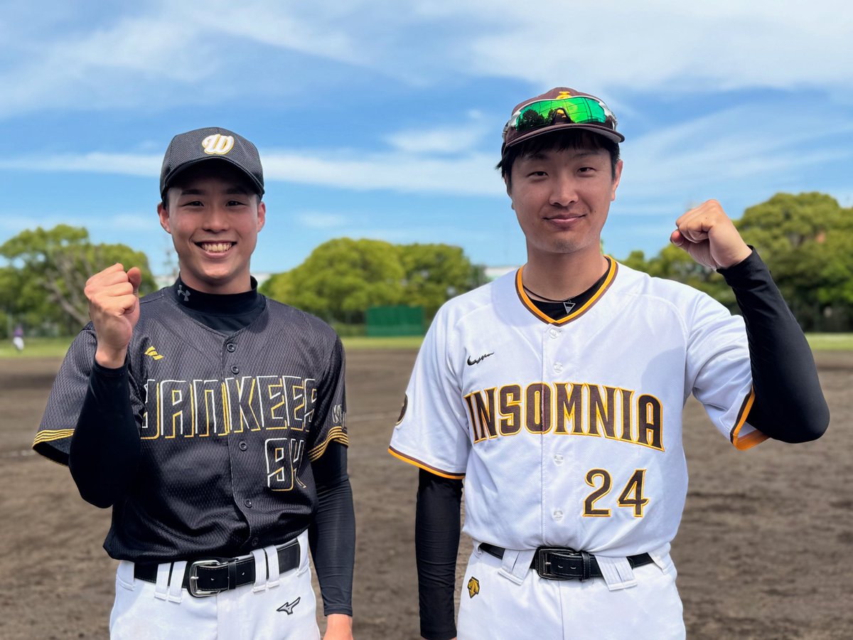【5/11（日）今週のヒーロー⚾️】
日曜2部(前期)
インソムニアスターズ 対 和田町ヤンキース
3-3で引き分け🔥

インソムニアスターズ　#24 渡邊選手
同点タイムリーヒットで試合を振り出しに戻した👀
和田町ヤンキース　#94 杉山選手
逆転タイムリーヒットで2打点を挙げる💪

cube-league34.com/?sp_event=9581