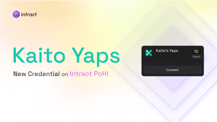 FairDAO_io's tweet image. Another strong addition to Intract PoH: @KaitoAI Yaps is now integrated!
Web3 projects can now factor in signal strength from Kaito to refine filters, rewards, and eligibility.
Yaps holders can now connect their Kaito account and earn 10 Humanity Points to prove their humanity.…